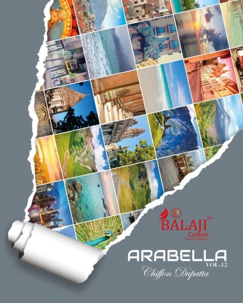 ARABELLA 12-UNSTICHED PRINT DRESS MATERIAL SHIFFON DUPPATTA