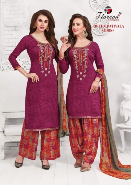 3 MTRS PATIYALA SALWARSUITS WITH EMBROIDERY WORK – QUEEN PATIYALA