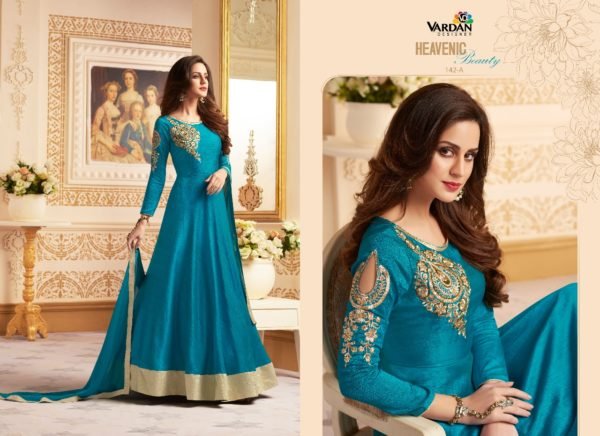 VARDAN DESIGNER LONG SILK GOWN WITH DUPPATTA
