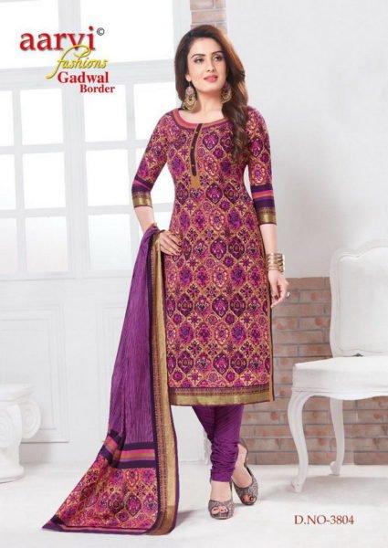 AARVI GHADWAL BORDER PREMIUM QUALITY COTTON PRINT DRESS MATERIAL WITH GHADWAL BORDER WHOLESALE