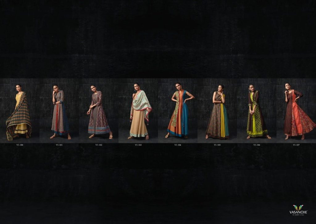 Vasanche Silken Designer Silk Gowns Kurtis Wholesaler @ RS 1159