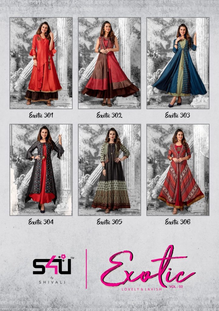Exotic vol 3 by S4U shivali Designer Gown Kurtis wholesaler