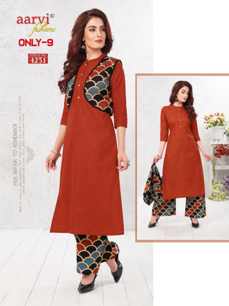 Only 9 Aarvi fashion Kurtis with plazzo wholesaler