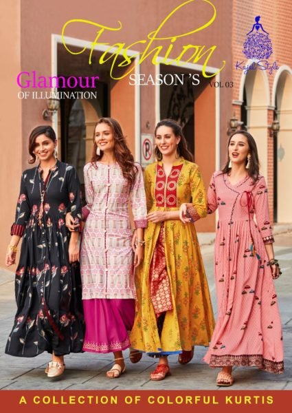 kajal style fashion season vol 3 party wear designer Kurtis wholesaler