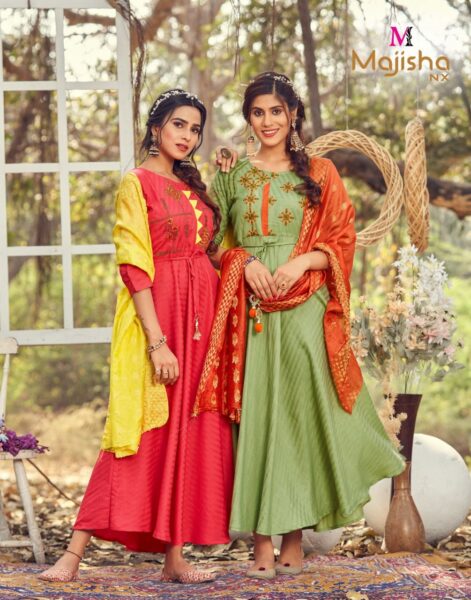 Pankh by Majisha gown Kurtis with Dupatta wholesalers