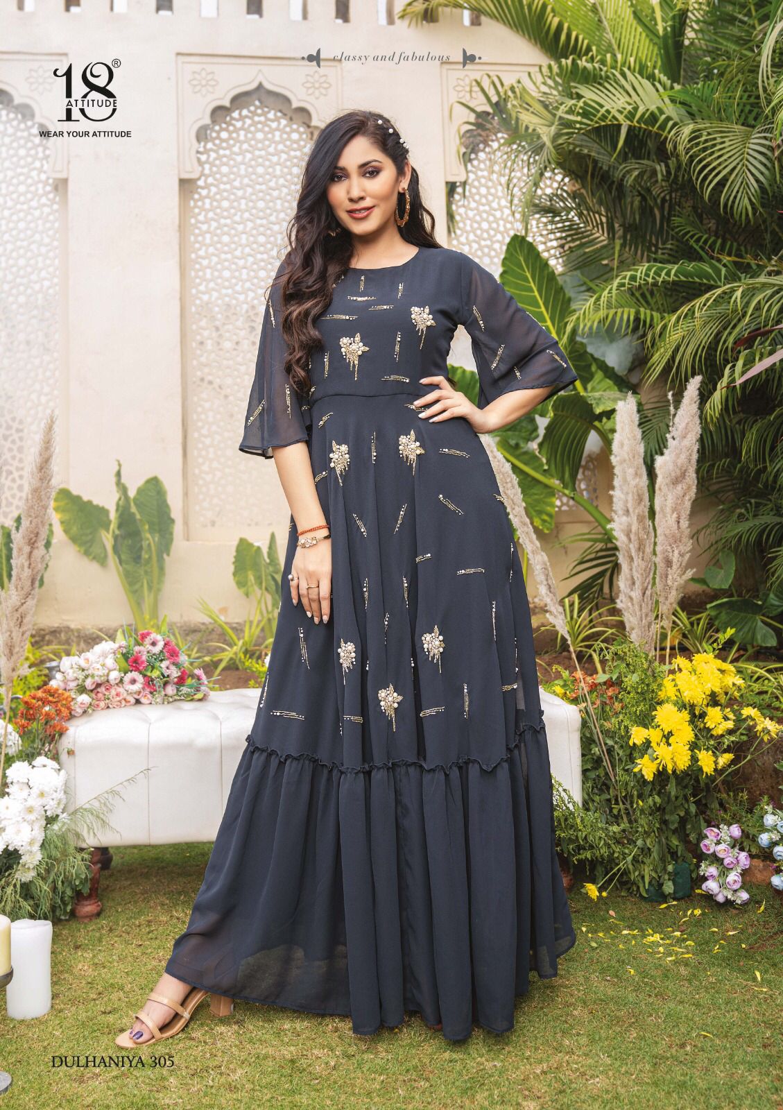 Festive Wear Plain Rayon Long Length Gown Kurtis With Dupatta Size  Lxlxxl
